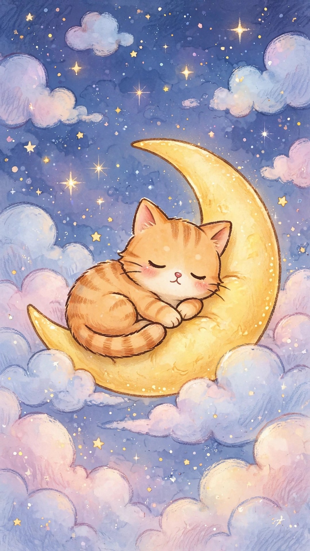 Sleepy Cat Moon Wallpaper — Free Animals Wallpaper