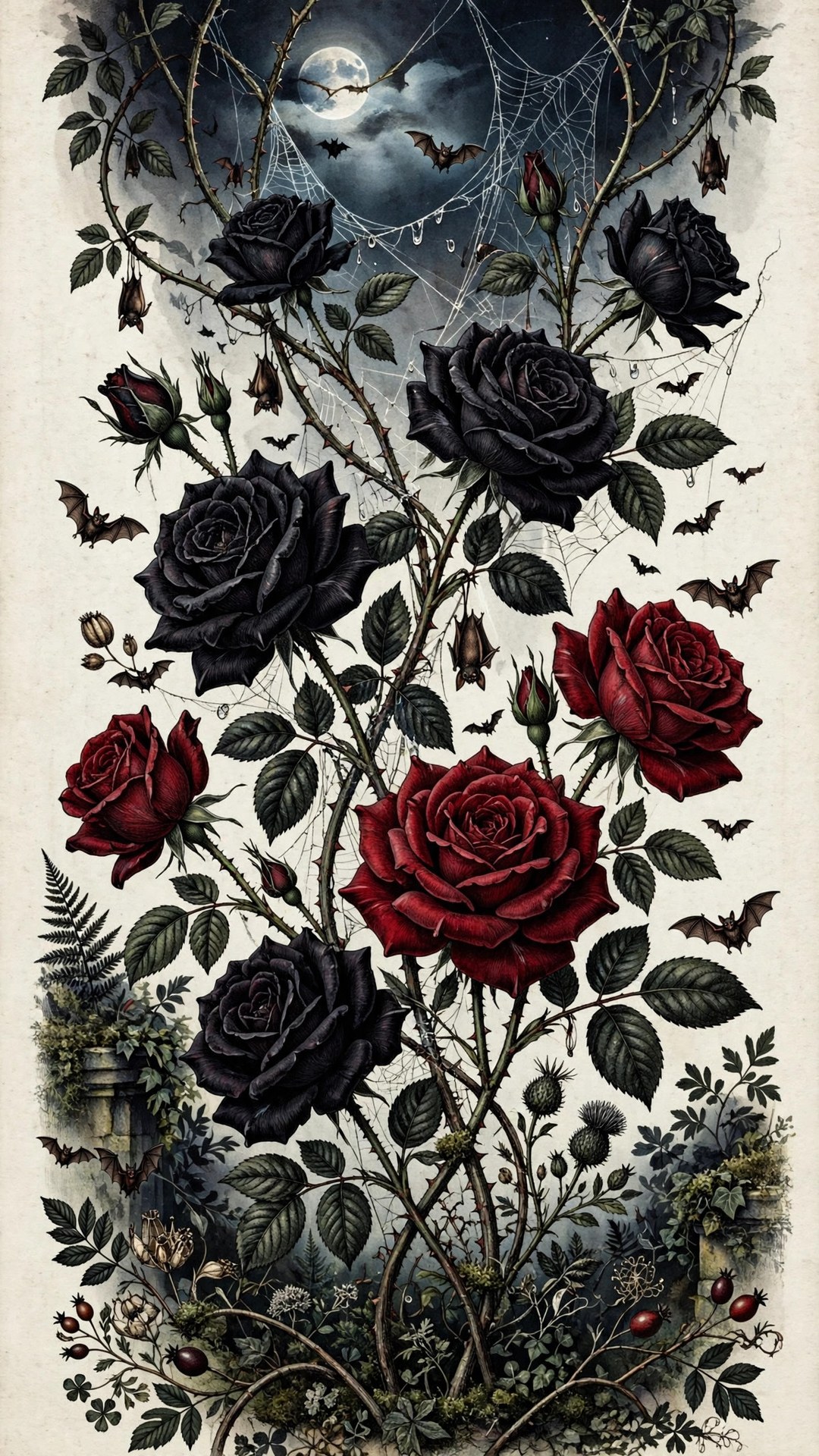 Spooky Garden Roses Wallpaper — Free Botanical Wallpaper