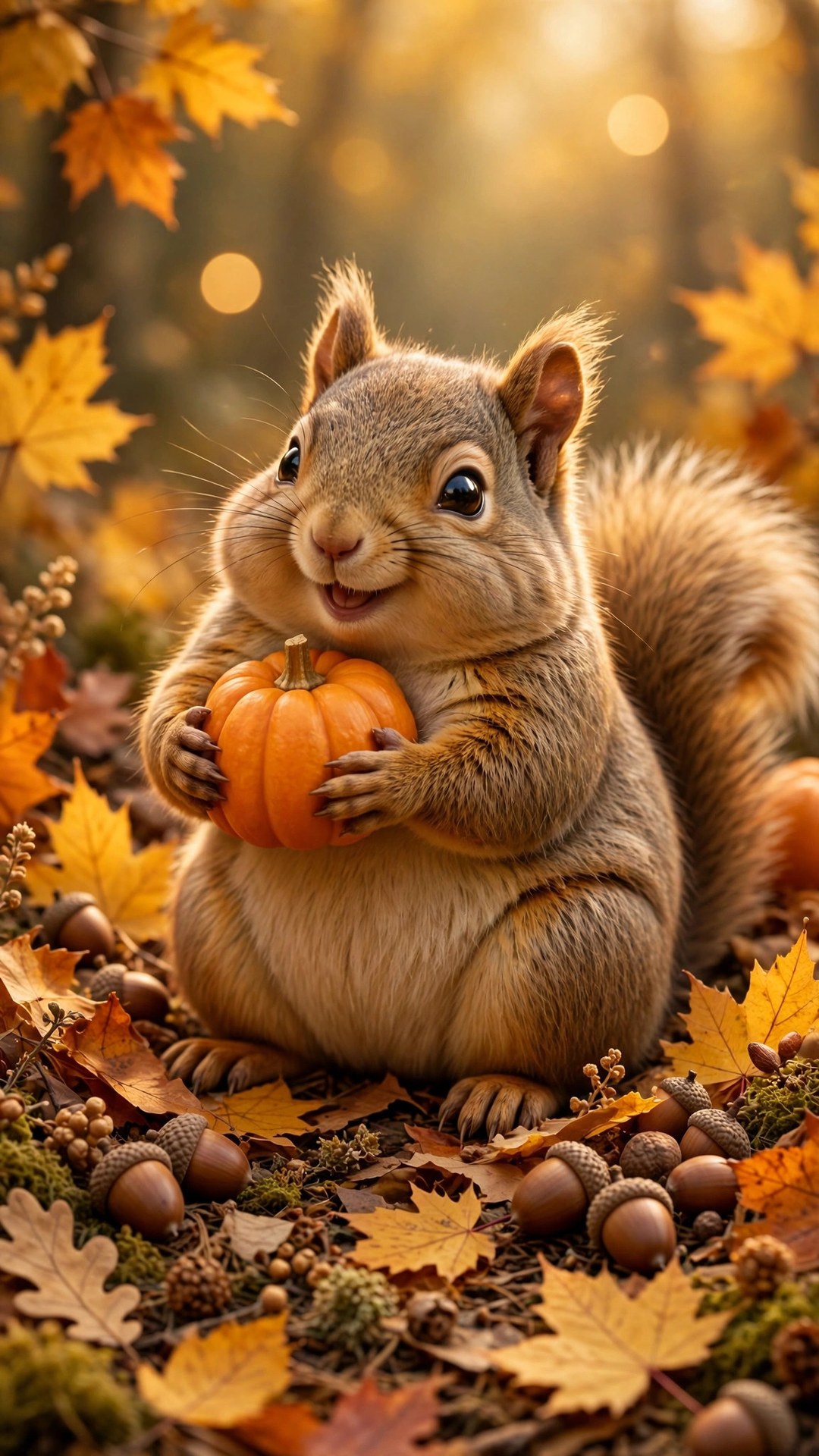 Harvest Squirrel with Pumpkin Wallpaper — Free Animals Wallpaper