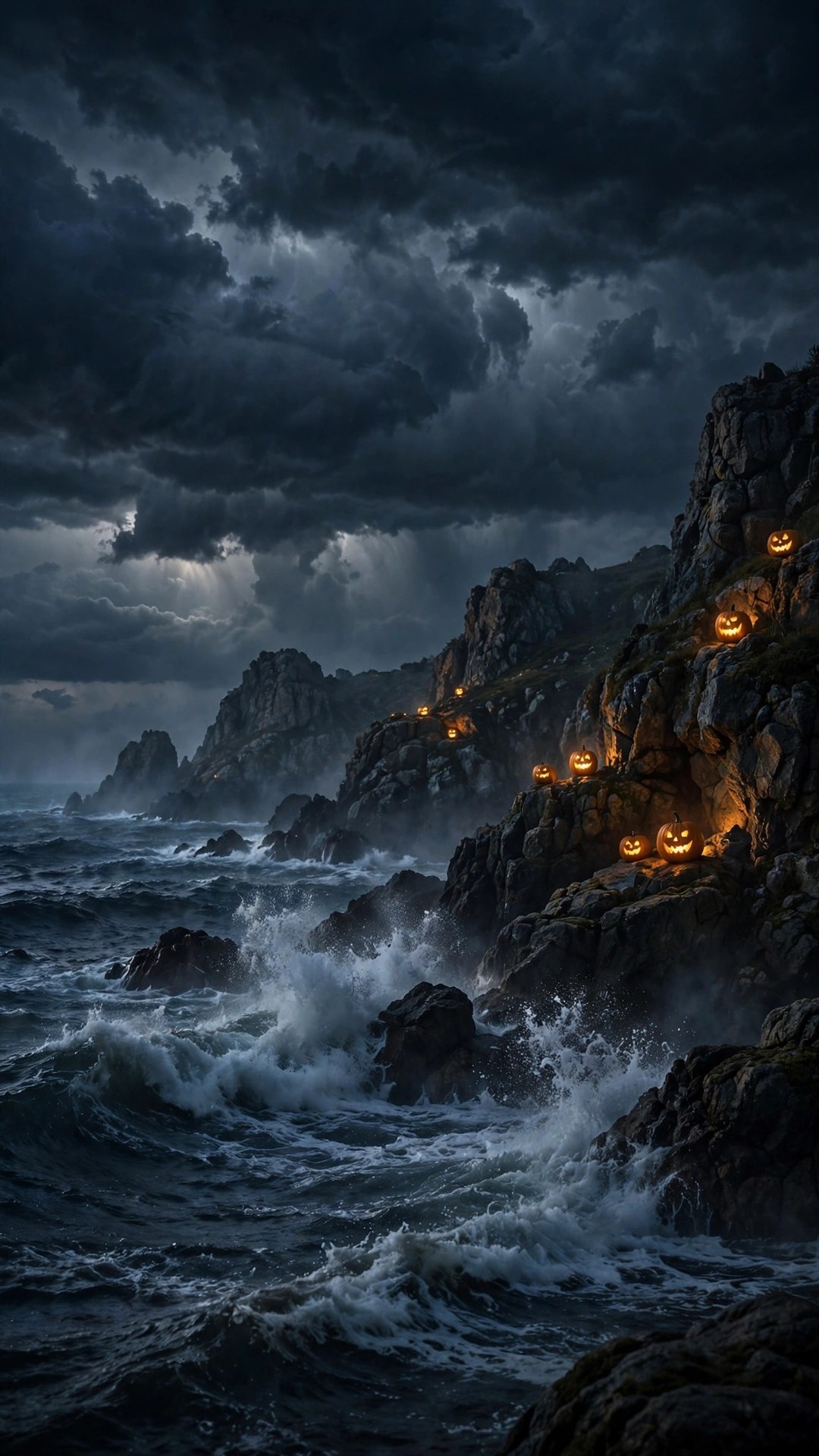 Stormy Halloween Coast Wallpaper — Free Ocean Wallpaper
