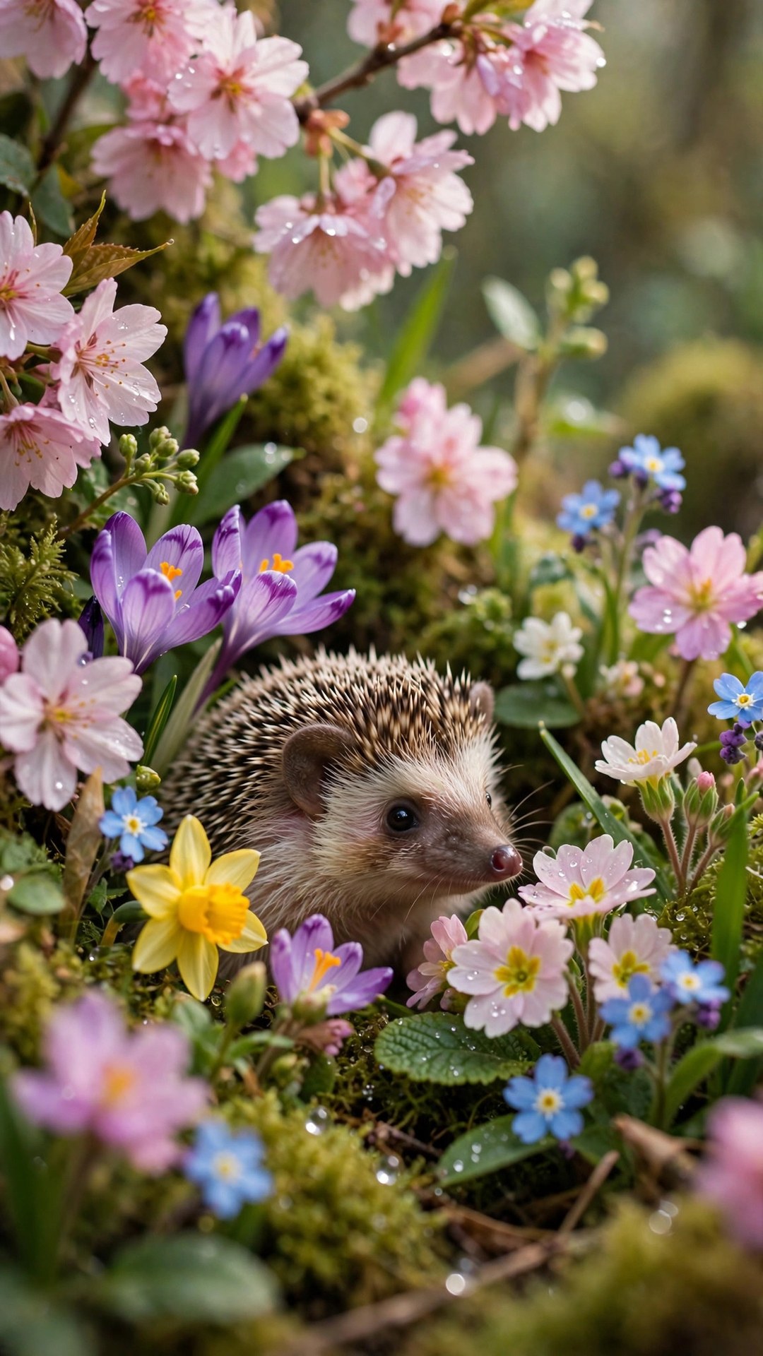 Tiny Hedgehog Among Flowers Wallpaper — Free Animals Wallpaper