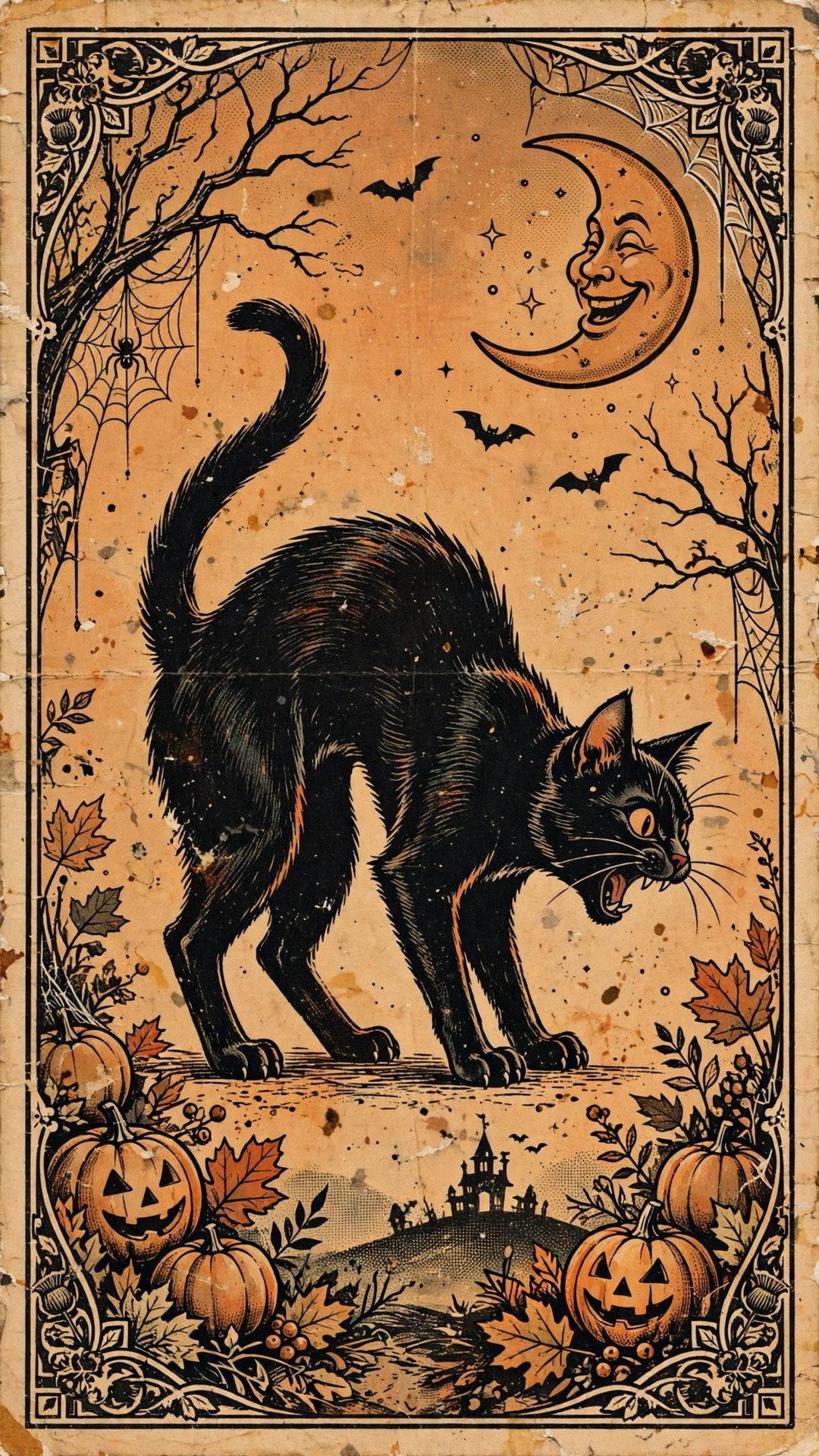 Vintage Halloween Postcard Wallpaper — Free Seasonal Wallpaper