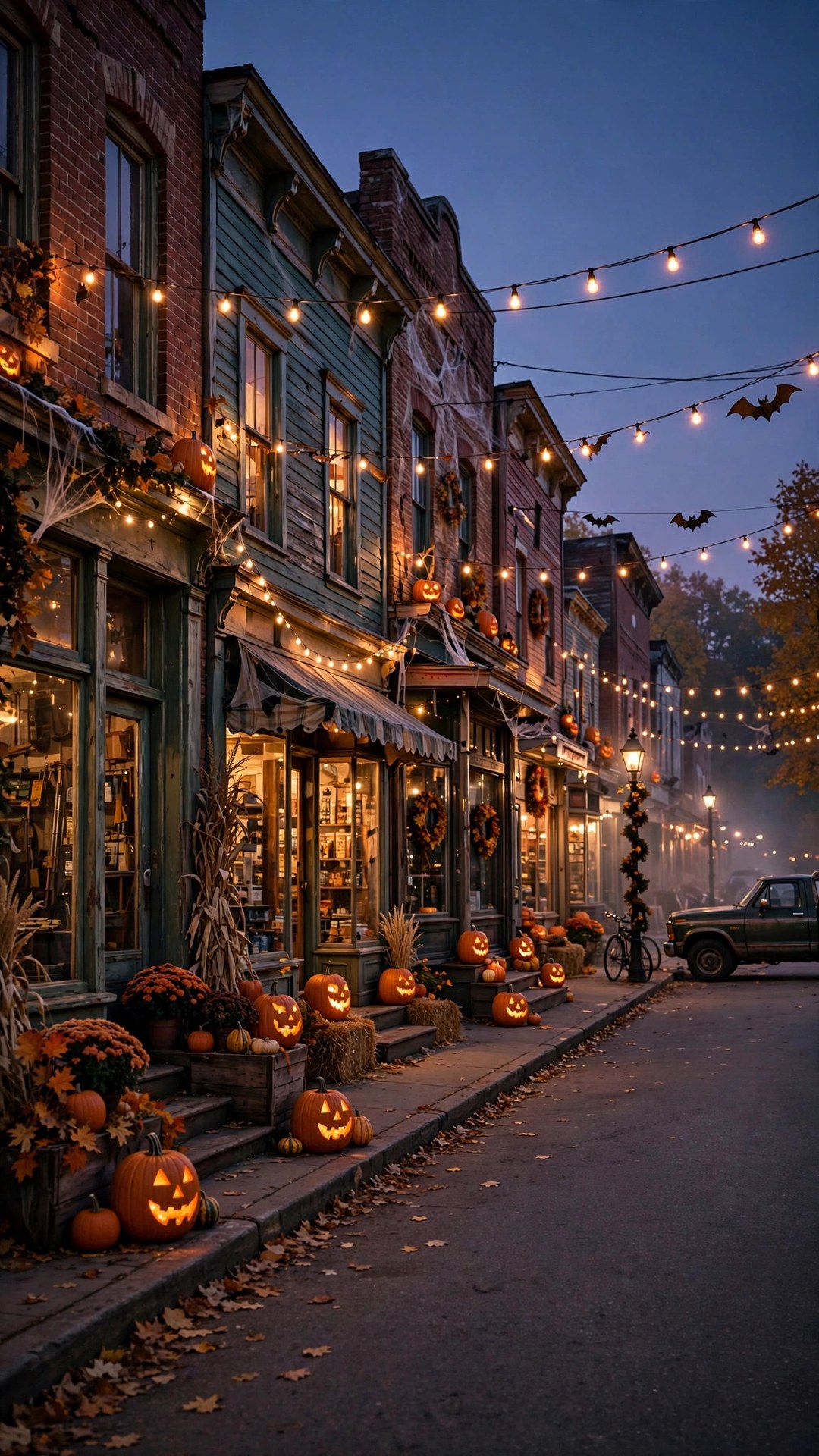 Vintage Halloween Main Street Wallpaper — Free Architecture Wallpaper