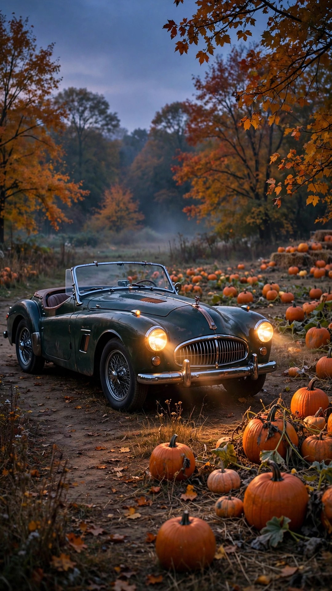 Vintage Roadster by the Pumpkin Patch Wallpaper — Free Cars Wallpaper